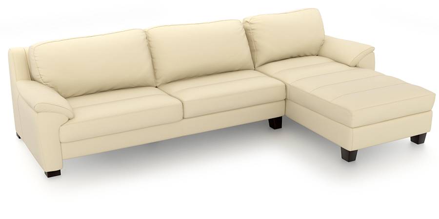 Farina Half Leather Sectional Sofa (Cream Italian Leather)